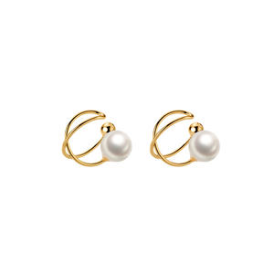 Pendientes de Perlas de Agua Dulce Chapadas, Minimalistas, con Clip para la Oreja, <span class=keywords><strong>Sin</strong></span> Perforación, Modernos, Juego de Aros Franceses - Product Image 1