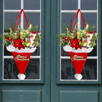 Décorations d'arbre de Noël lumineuses plante verte aiguille de pin porte suspendu chapeau de noël pendentif décoratif pour ornement de boule