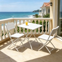 Ensemble table et chaises pliantes en plastique de 60 cm, robustes, pour jardin, mobilier de repas extérieur portable pour magasin/café, parc, camping