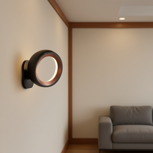 Modern <b>LED</b> Wall <b>Lamp</b> Round Black Remote Control Dimmable 2700K Soft Warm White <b>Living</b> <b>Room</b> Indoor Lighting - Product Image 2