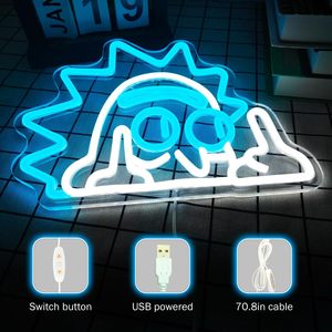 Enseigne néon LED Anime Rick, luminaire mural à intensité variable pour chambre à coucher, cave des hommes, chambre de garçons, bar, fête - Product Image 3
