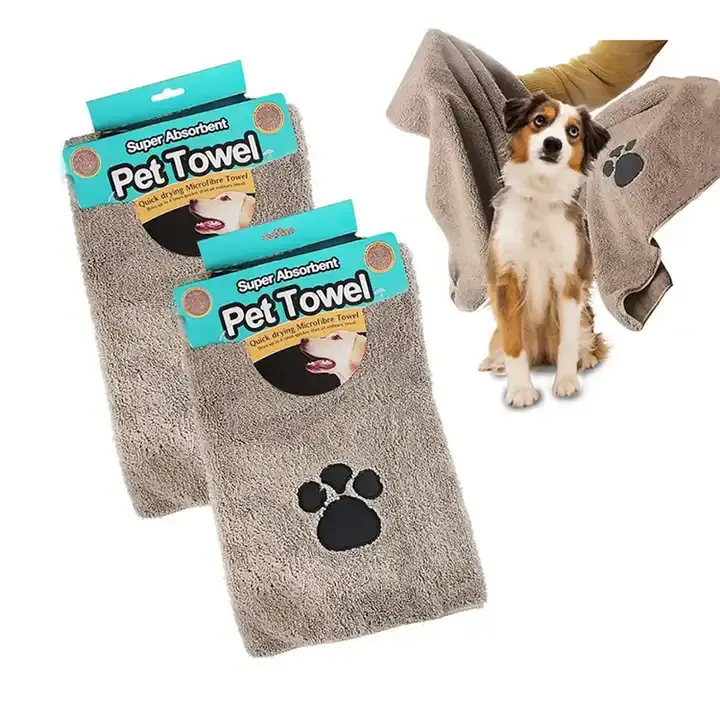 Wholesale Super Absorbent Quick Drying Dog Bath Towel Custom Embroidered Logo Microfiber Pet Towel