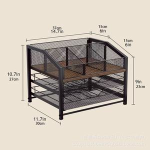 Estante de almacenamiento para cápsulas de café con cajones deslizantes, organizador de escritorio de metal y hierro para cápsulas de café, bolsitas de té y tazas, estante de 2 niveles - Product Image 4