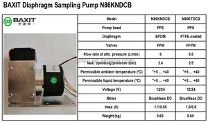 Bomba de vácuo KNF Diafragma N86KTDC-B 12/24V Bomba de amostragem N86KNDC-B substitui BAXIT - Product Image 2