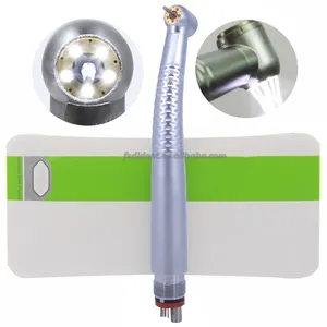 静音发光二极管涡轮空气转子按钮便携式牙科发光二极管高速手机，带5灯发光二极管灯