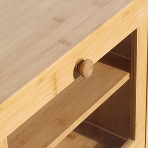 กล่องเก็บขนมปังไม้ไผ่สองชั้นพร้อมประตูกระจกสำหรับวางบนเคาน์เตอร์ครัว - Product Image 5