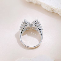 Anello di Fidanzamento da Donna con Diamante da Laboratorio Bianco 18K Taglio Marquise, Stile Lusso Leggero, Fantasia Farfalla Eterea