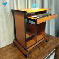 Panneau ignifugé peu encombrant Bureau d'angle couleur cerise Bureau à domicile avec clavier et plateau de processeur Tables d'étude