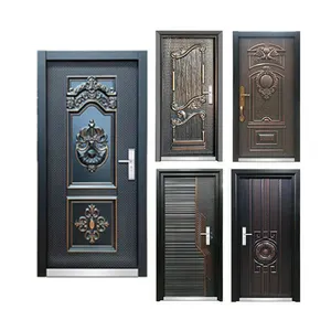Porte esterne di sicurezza del soggiorno di lusso della porta interna interna moderna in legno d'acciaio