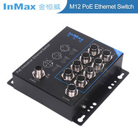 InMax Fabricant Commutateur M12 D-code EN50155 Commutateur de réseau Ethernet industriel ferroviaire 8 ports 10/100Mbps PoE M12