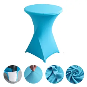 Groothandel Drop Shipping Goedkopere Ronde Spandex Bar Tafel Covers Cocktail Stretch Tafelkleden Elastische Kussenovertrekken Voor Bruiloft