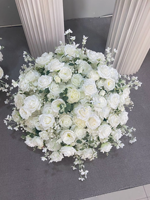 Arrangement floral de boule de fleurs en soie blanche de haute qualité, fait à la main, pour mariage, Saint-Valentin, fête des mères, Noël