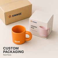 Ensemble de tasses en céramique mate pour la famille, avec couleurs assorties et poignée ronde épaisse, pour les acheteurs en gros, OEM et sous marque privée
