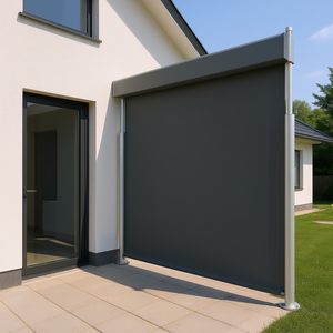 Anthracite Polyester Side Awning 39.4x393.7 In PU Coating For Door <b>Window</b> <b>Screens</b> Minimalist Design Easy Install - Product Image 3