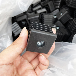 Square <b>Plastic</b> Tube Insert With Threaded Nut, Furniture Square Pipe Leveling Feet Plug, Made in China - Product Image 3