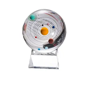 Cheap Decorative Award Universe Galaxy System Ball Modle Hot Sell 3D Laser Engrave Solar System Galaxy Crystal Ball With Base