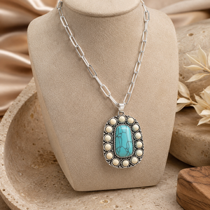 Collana con ciondolo blu-verde, gioielli retrò da donna, regali - Product Image 6