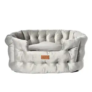 Comfortable Tufted Velvet Luxury Dog Bed Cozy Removable Cushion Dog Bed