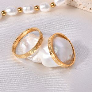 Anillo Delgado de Acero Inoxidable con Grabado <span class=keywords><strong>Sol</strong></span> Dorado, Anillos Finos Minimalistas para Pareja - Product Image 4