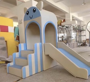 Aire de jeux intérieure pastel mignonne pour enfants, avec toboggan, structure d'escalade et piano, idéale pour café-<span class=keywords><strong>restaurant</strong></span>, équipement de jeu souple à louer - Product Image 6