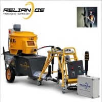 Machine à projeter du mortier à pompe à vis avec débit de 20/40 L/min, capacité de la cuve de 100 L, base sur roues pour la réparation de canalisations d'égouts sans tranchée