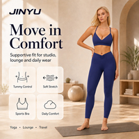 JINYU Atasan Yoga Wanita Desain V-Neck dengan Aksen Twist di Depan, Bra Olahraga Gym dengan Punggung Cantik, Bra Yoga Sport Wanita untuk Kebugaran