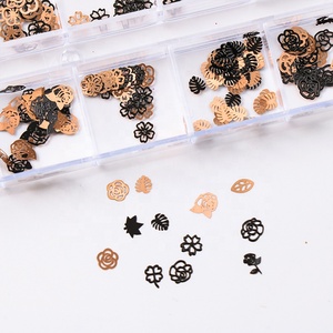 Paso Sico <span class=keywords><strong>2021</strong></span> 24 diseños 12 espacios en blanco Metal mixto patrón pequeño remache Retro colores Flor Mariposa corazón estrella Nail Art diseño 3D - Product Image 4