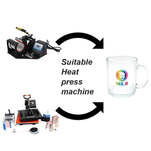 M R.R 11oz Sublimación Blanks <span class=keywords><strong>Taza</strong></span> transparente de vidrio transparente, tazas de café con asa para transferencia de recubrimiento térmico de calor - Product Image 5