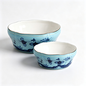 Service de vaisselle en porcelaine italienne de style européen, bol à fruits 7+10 pouces, résistant au lave-vaisselle, peint à la main, personnalisable, coffret cadeau complet - Product Image 2