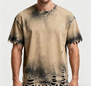 T-shirt à manches courtes pour homme, coupe classique, col rond, 100% coton, tissu en toile, écologique, style streetwear - Product Image 1