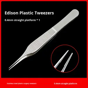 Pinset Medis Edison Oftalmologi Baja Tahan Karat untuk Operasi Kosmetik Kelopak Mata Ganda, Pinset Besar, Pinset Jaringan, Pinset Platform - Product Image 2