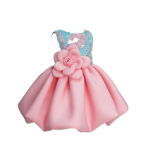 Robe de princesse pour enfants de haute qualité, en satin uni, avec décoration florale 3D, sans manches, faite à la main, pour fête d'anniversaire