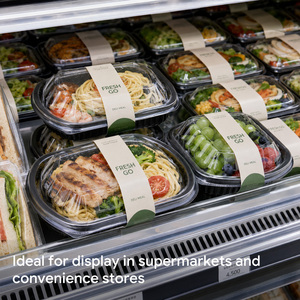 Disposable PP Lunch <b>Box</b> with OPS Clear Lid BPA Free Food Grade Takeaway Bento <b>Box</b> Microwave Safe Meal Prep Container Custom Logo - Product Image 4