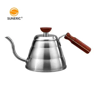 Wooden Handle Drip Teapot Stainless Steel Long Spout Goose Neck Gooseneck Manual Pour Over Coffee Drip Kettle