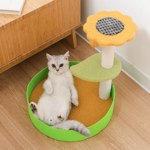 Felice gatto giocattoli interattivi fiore albero gatto all'ingrosso legno gratta e vinci - Product Image 6