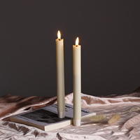 Ensemble de 2 bougies LED à piles Matti's 3D Real Flame Home Decoration, forme conique lisse, couleur ivoire