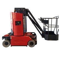 Plateforme élévatrice à mât de 9 m avec flèche, compacte, électrique, verticale, autotractée, télescopique, hydraulique, avec flèche cantilever