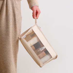 Bolsa de maquillaje de viaje, organizador de artículos de tocador de malla de gran capacidad, estuche de almacenamiento rectangular para viaje, para hombres y mujeres, Beige, negro, rosa, azul - Product Image 4