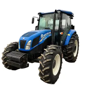 Traktor Pertanian Traktor Bekas Asli New Holland T1104 110hp dengan Kabin A/C Versi Impor