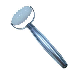 Rouleau facial en jade blanc et outil Gua Sha avec rouleau en alliage de zinc - Product Image 3