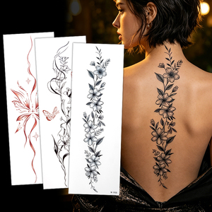 Autocollants de <span class=keywords><strong>tatouage</strong></span> temporaire non toxiques personnalisés, professionnels, dessinés à la main, motif gracieux de vigne botanique d'hibiscus, longue tenue, <span class=keywords><strong>pour</strong></span> femmes, art - Product Image 1