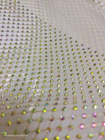 Tissu en maille avec strass en cristal SS10 avec élastique beige nude avec pierres AB pour robe