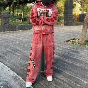 High Quality Oversized Stacked Sweatpants and <b>Hoodie</b> Set French Terry Sweatsuits Unisex Sets Baggy Blank Tracksuits for Men - Product Image 2