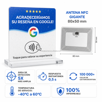 Maßgefertigte 12x12cm Spanische Acryl NFC RFID Wasserdichte Google-Bewertungskarte 100.000+ Zyklen Berührungsloser Social-Media-Ständer für Unternehmen