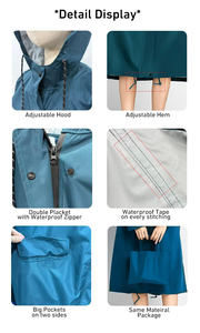 דפוס מותאם אישית פרח נמר 210t פוליאסטר גוף מלא עמיד למים גברים של נשים מעיל גשם עם חבילת כיסים גדולה - Product Image 4