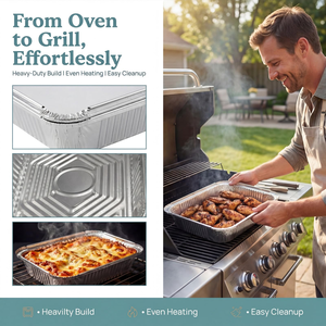Wholesale Factory Price Eco-Friendly Oven Safe Disposable Aluminum Pan Plastic Lid Food Grade <b>Foil</b> <b>Containers</b> Food Packaging - Product Image 4