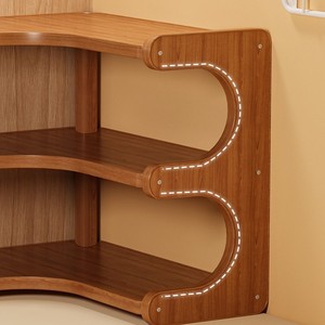 3 Tier <b>Corner</b> Desk Shelf Brown Standing Office Organizer <b>Storage</b> Rack For Books And Electronics - Product Image 5