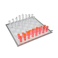 Jeu d'échecs en acrylique éclairé par LED, jeu de société d'échecs occidental complet pour la maison, la table basse, les fêtes, la collection et l'exposition