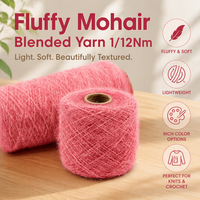 Fil à tricoter moelleux et duveteux en acrylique, nylon, polyester, laine et mohair, style peluche, 1/12 Nm, prix de gros