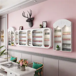 新款美甲沙龙化妆品展示壁柜货架指甲油胶水展示架壁挂
